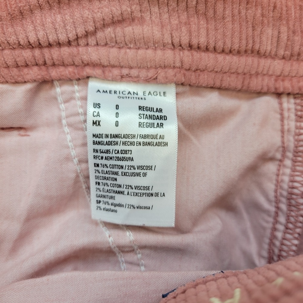 American Eagle Pants Womens 0 Pink Corduroy Baggy Wide Leg High Rise Cargo - Picture 5 of 12